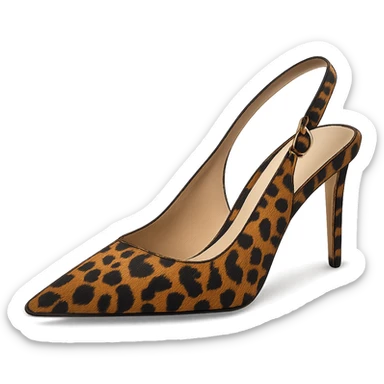 animal print pointed toe slingback heel, stylish, fashion-forward, clear shoe shape sticker