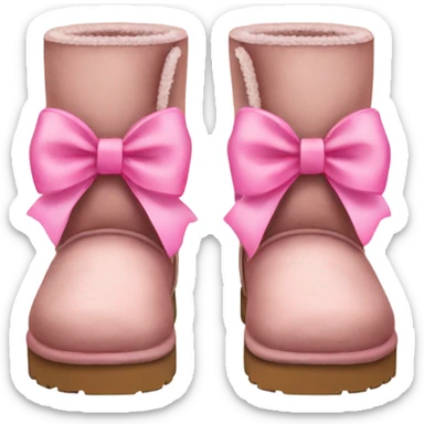 Uggs with a pinks bow on each shoe sticker