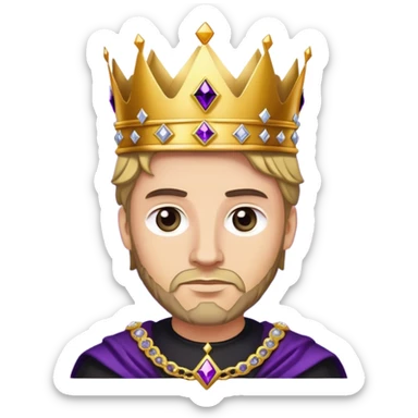 King, golden crown, black clothes, purple diamonds  sticker