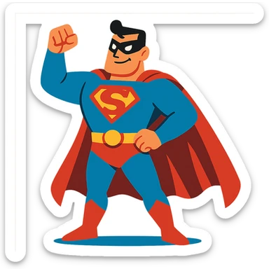 A superhero in the style of a vibrant toon sticker
