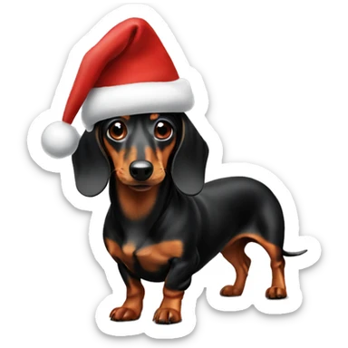Dog dachshund with Christmas hat  sticker