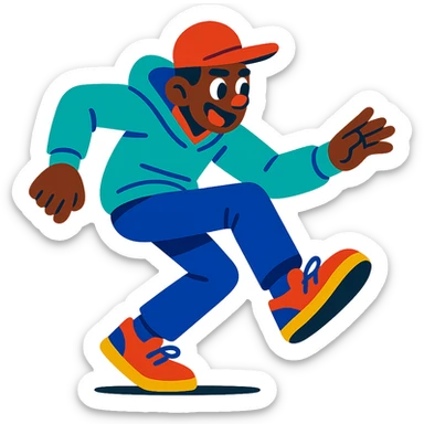 a person doing the Griddy dance, energetic pose, vibrant style sticker
