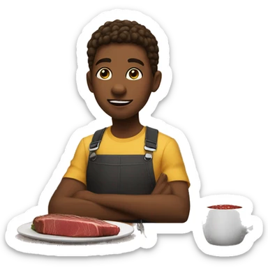 Cute boy who orders his steak over easy sticker