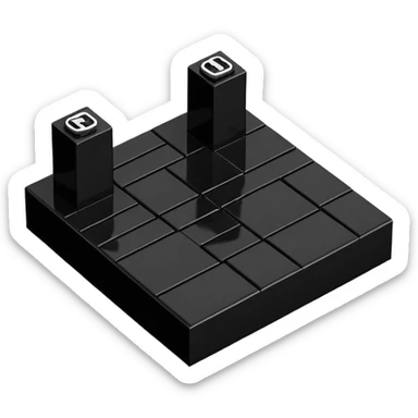 A good looking, realistic and isometric lego black on white background sticker