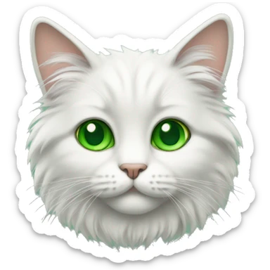 Fluffy cat with green eyes sticker