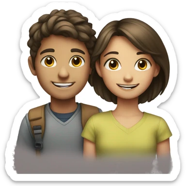 smiling girl and boy portrait sticker