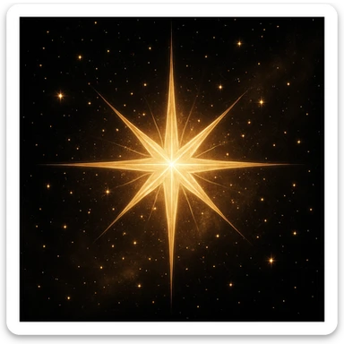 a magnificent star, sparkling with light, with a sense of grandeur sticker