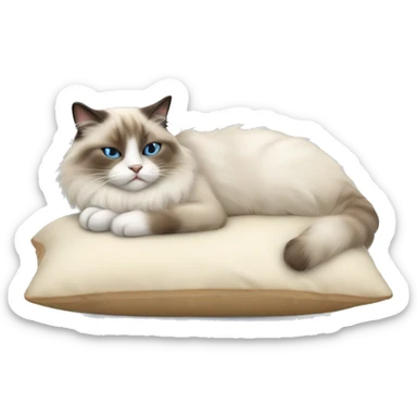 ragdoll cat sleeping on a pillow sticker