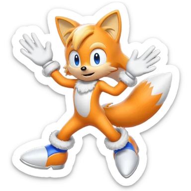 Tails from Sonic the Hedgehog, flying with twin tails spinning sticker