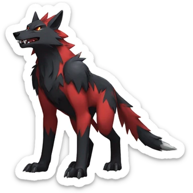  Cool Edgy Black Red Digimon-Fakemon-Wolf full body sticker