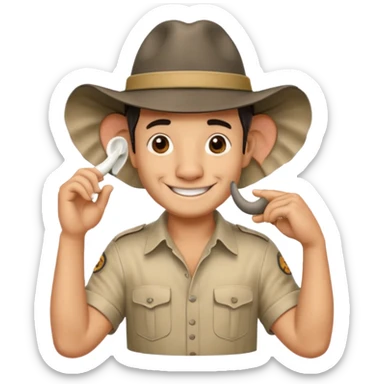 elephhant sitting over mans head  sticker