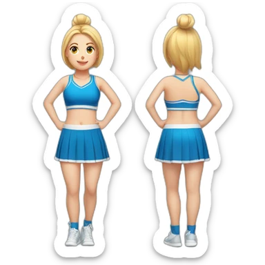 Full body Caucasian curvy cheerleader back and front views sticker