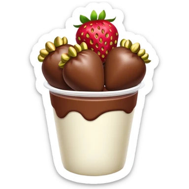 Chocolate covered Strawberries with pistachios in a plastic cup sticker