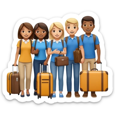 Please create an image of young people departing overseas for employment. sticker