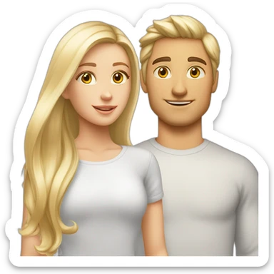 Garçon blanc cheveux blond avec fille blanche cheveux long blond lisse Garçon blanc cheveux blond lisse couple avec fille blanche cheveux long lisse blond  sticker