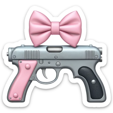 Gun with a light pink bow sticker