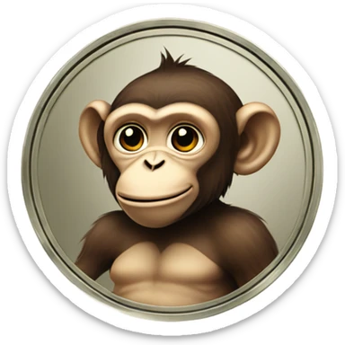 Monkey on a coin sticker