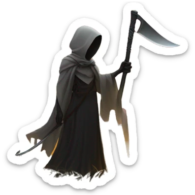 Death with a scythe and setting sun sticker