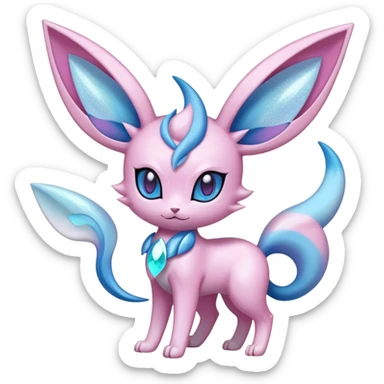 Shiny Cool Sparkly Cute Ethereal Espeon-Sylveon-Glaceon-Fakemon-hybrid-fusion- full body sticker