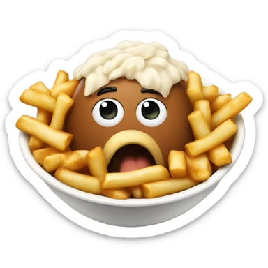 Poutine mange du riz sticker