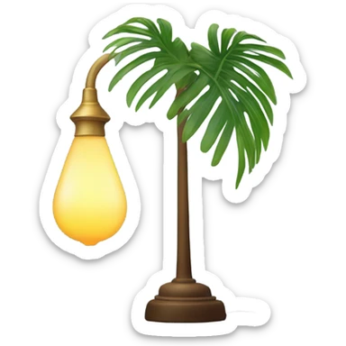 a lamp on and a palm branch sticker