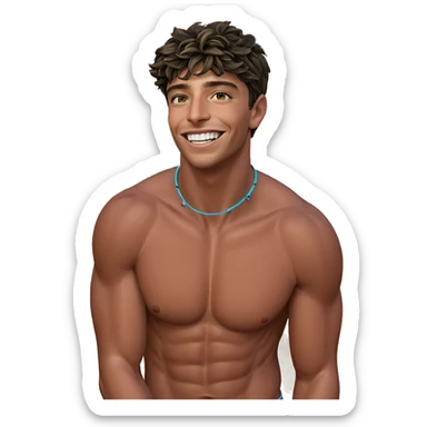 smiling topless guy outdoors sticker