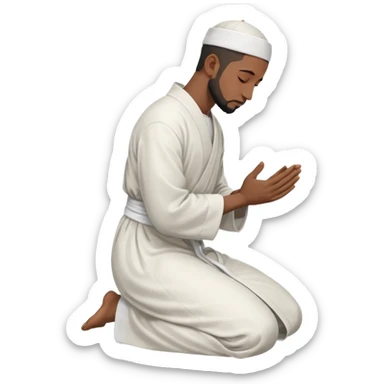 молящийся черный  мусульманин в полный рост с боку на коленях sticker
