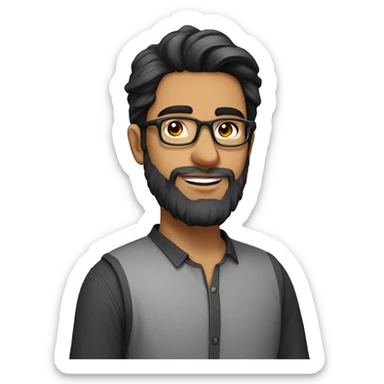 21 years old pakistani guy with beard and glasses studying AI sticker