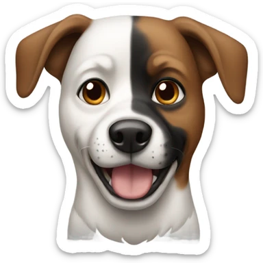 Dog with black ears and brown and white face  sticker