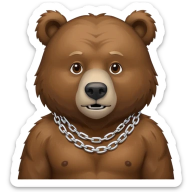 Russian grizzly bear wearing a silver rapper chain sticker