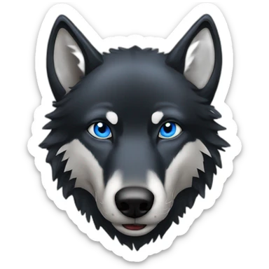black wolf blue eyes drinking beer sticker