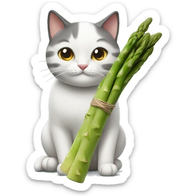 Cat with asparagus  sticker