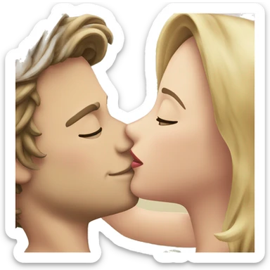 Blonde boy kissing brunette girl  sticker