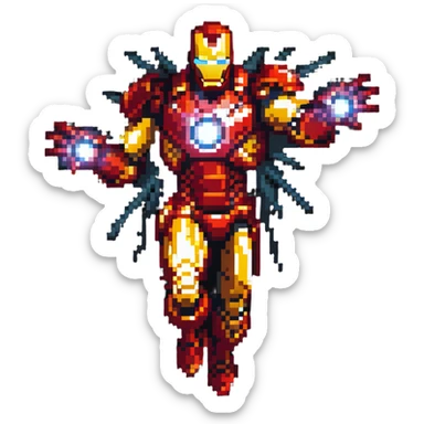 Iron Man flying with repulsor beams sticker