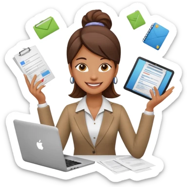 female digital marketer juggling all the responsibilities sticker