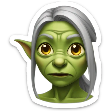 female goblin wrinkles evil sticker