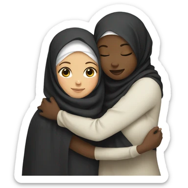 Black Hijabi hugging hijabi no faces sticker