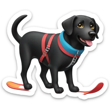 Black Labrador Retriever skiing sticker