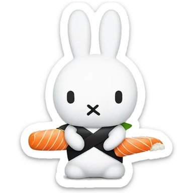 miffy with x mouth eating sushi sticker