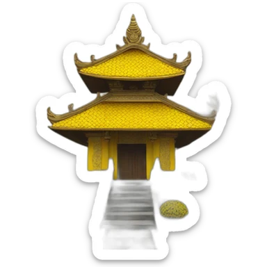 Balinese temple with yellow umbrella sticker