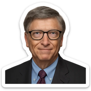 Bill Gates, iconic tech entrepreneur, portrait, realistic style, no background sticker