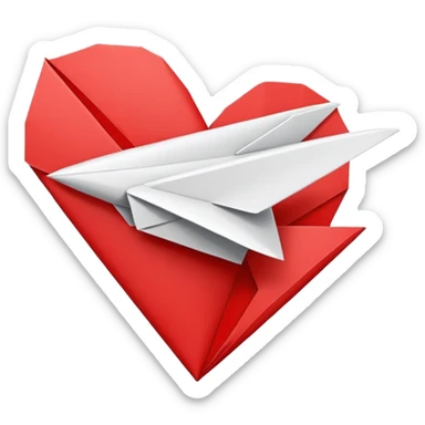Heart with a paper airplane sticker