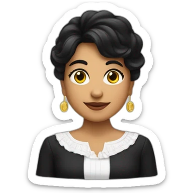 Thayri Galicia mujer speaker morena cabello negro liso con fleco sticker