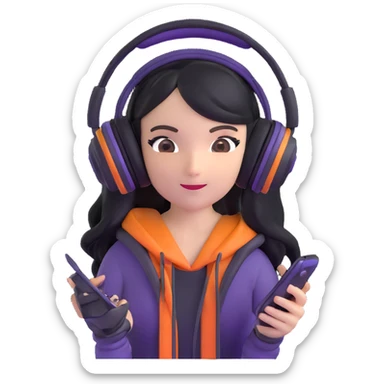 excited gamer girl in headphones sticker
