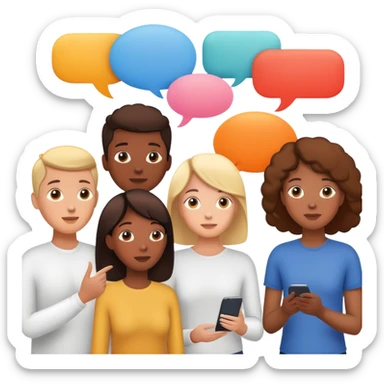 people connected in a group chat with multiple speech bubbles sticker