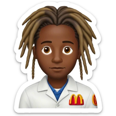 Dark skin man with dreads working at McDonalds sticker