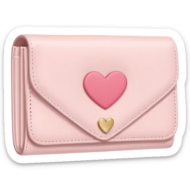 white wallet with heart charm, clean girl aesthetic, pastel tones sticker