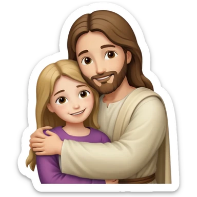 Jesus hugging  a Girl  sticker