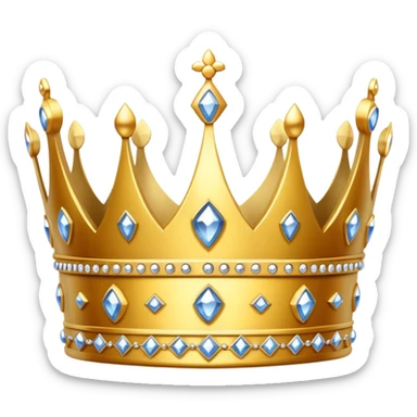 Gold queen crown with silver gems  sticker