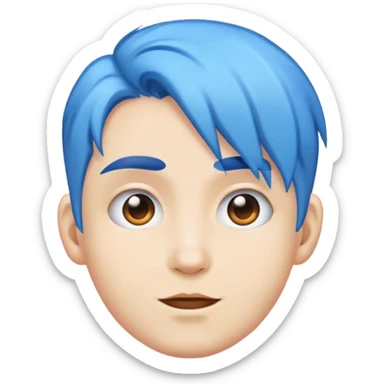 A real person face emoji and hair is a blue brain sticker